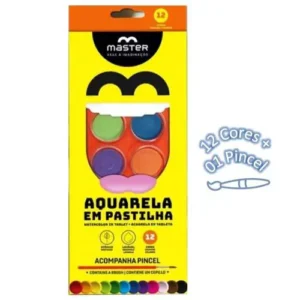 Aquarela em Pastilha 12 Cores Com Pincel- Master