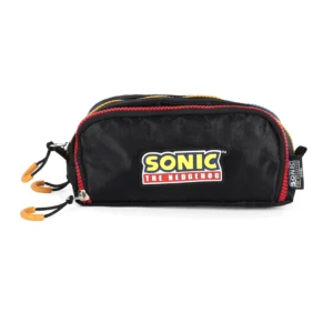 Estojo 3 Divisões Alto Relevo Sonic Preto- Luxcel
