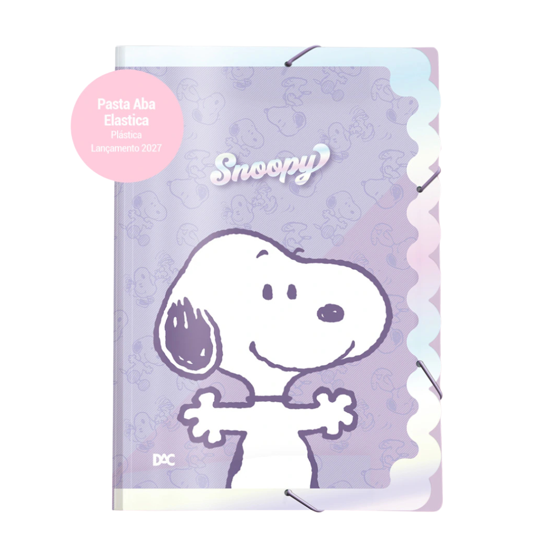 Pasta Fina Com Elástico Decorada Snoopy Azul- DAC