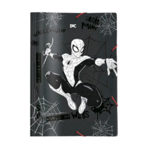 Pasta Fina Com Elástico Decorada Homem Aranha Teen Preta- DAC